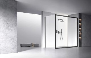 Боковая панель Veconi KP-13B, 900х1950 , черный, стекло прозрачное